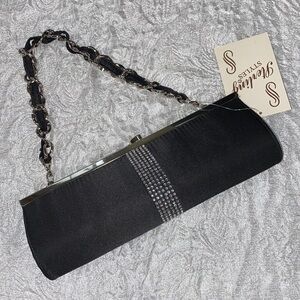 Black Clutch with stripe Accents